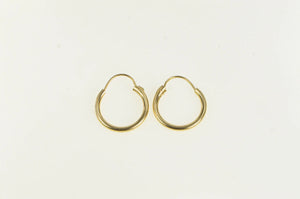 14K 12.0mm Classic Round Simple Vintage Hoop Earrings Yellow Gold