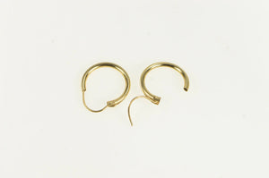 14K 12.0mm Classic Round Simple Vintage Hoop Earrings Yellow Gold