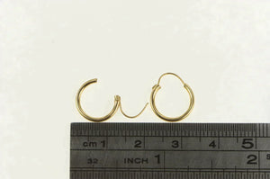 14K 12.0mm Classic Round Simple Vintage Hoop Earrings Yellow Gold