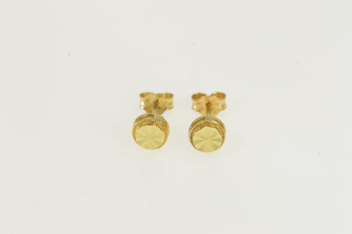 14K Diamond Cut Stud Vintage Round Stud Earrings Yellow Gold