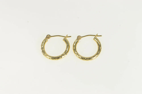 14K 14.0mm Classic Diamond Cut Vintage Hoop Earrings Yellow Gold