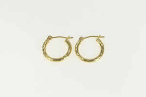 14K 14.0mm Classic Diamond Cut Vintage Hoop Earrings Yellow Gold