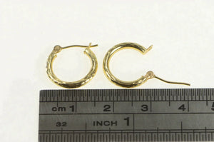 14K 14.0mm Classic Diamond Cut Vintage Hoop Earrings Yellow Gold