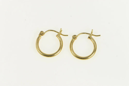 14K 13.7mm Vintage Classic Hollow Hoop Earrings Yellow Gold