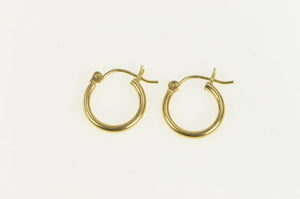 14K 13.7mm Vintage Classic Hollow Hoop Earrings Yellow Gold