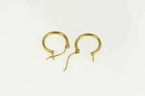 14K 13.7mm Vintage Classic Hollow Hoop Earrings Yellow Gold