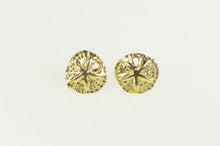 Load image into Gallery viewer, 14K Diamond Cut Sand Dollar Sea Shell Stud Earrings Yellow Gold