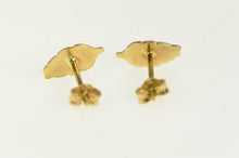 Load image into Gallery viewer, 14K High Relief Leaf Feather Simple Vintage Stud Earrings Yellow Gold
