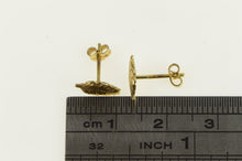 Load image into Gallery viewer, 14K High Relief Leaf Feather Simple Vintage Stud Earrings Yellow Gold