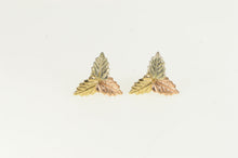 Load image into Gallery viewer, 14K Tri Tone Black Hills Leaf Vintage Stud Earrings Yellow Gold