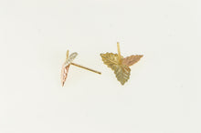 Load image into Gallery viewer, 14K Tri Tone Black Hills Leaf Vintage Stud Earrings Yellow Gold