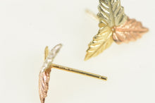 Load image into Gallery viewer, 14K Tri Tone Black Hills Leaf Vintage Stud Earrings Yellow Gold