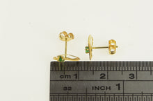 Load image into Gallery viewer, 14K Heart Love Symbol Emerald Accent Stud Earrings Yellow Gold