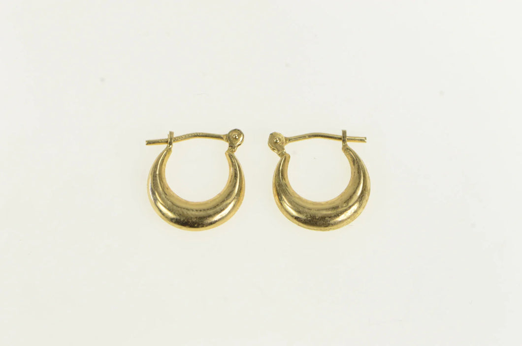 14K 12.1mm Puffy Simple Vintage Classic Hoop Earrings Yellow Gold