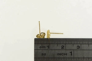 14K Diamond Cut Heart Love Symbol FIligree Stud Earrings Yellow Gold