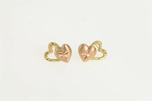 14K Two Tone Black Hills Heart Love Stud Earrings Yellow Gold