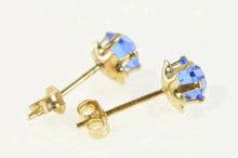 Load image into Gallery viewer, 14K Retro Round Sim. Sapphire Solitaire Stud Earrings Yellow Gold