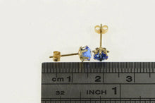 Load image into Gallery viewer, 14K Retro Round Sim. Sapphire Solitaire Stud Earrings Yellow Gold