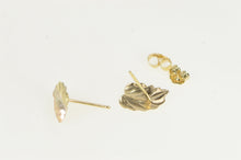 Load image into Gallery viewer, 14K Diamond Cut Leaf Nature Motif Stud Earrings Yellow Gold