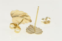 Load image into Gallery viewer, 14K Diamond Cut Leaf Nature Motif Stud Earrings Yellow Gold