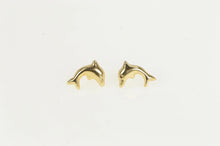 Load image into Gallery viewer, 14K Dolphin Ocean Animal Vintage Stud Earrings Yellow Gold
