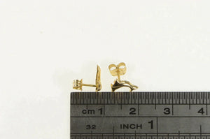 14K Dolphin Ocean Animal Vintage Stud Earrings Yellow Gold