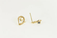 Load image into Gallery viewer, 14K Garnet Tear Drop Filigree Retro Stud Earrings Yellow Gold