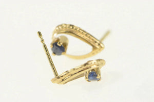 14K Garnet Tear Drop Filigree Retro Stud Earrings Yellow Gold