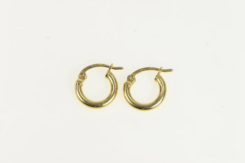 14K 11.0mm Classic Simple Vintage Huggie Earrings Yellow Gold