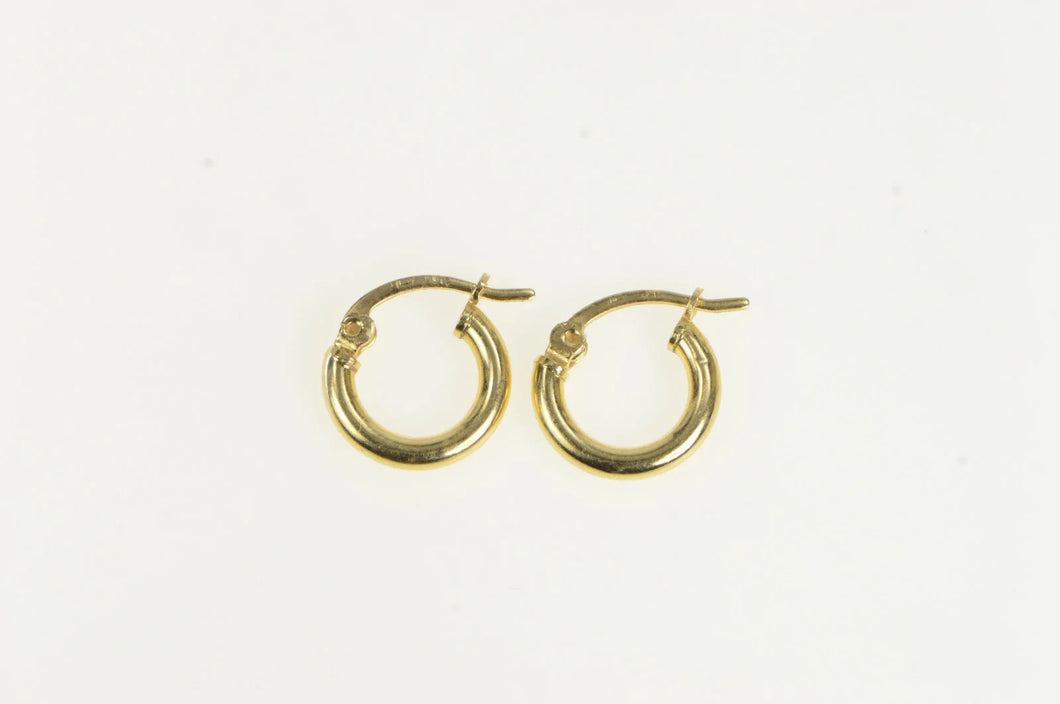 14K 11.0mm Classic Simple Vintage Huggie Earrings Yellow Gold