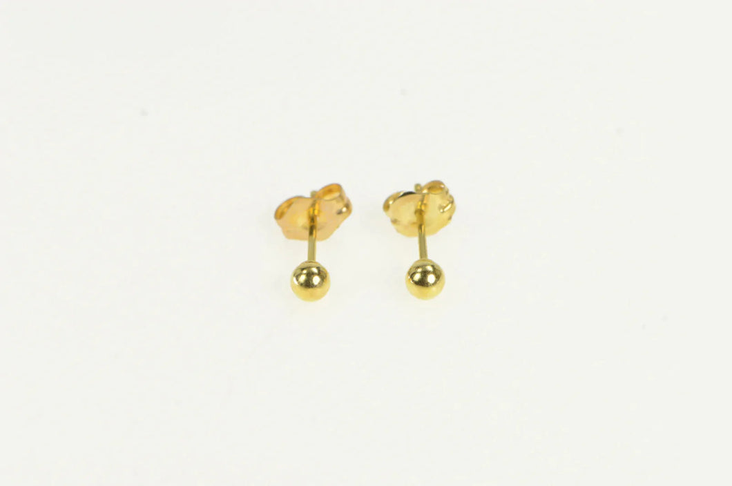 14K Classic Round Ball Sphere Simple Stud Earrings Yellow Gold