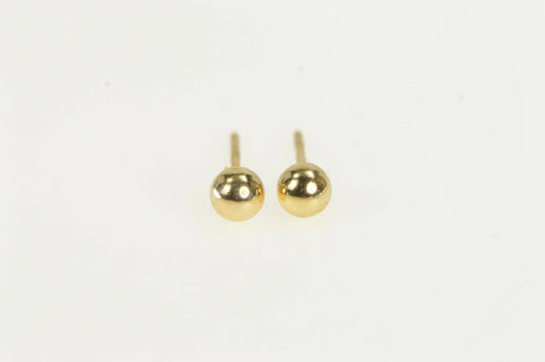 14K 3.9mm Ball Simple Round Sphere Stud Earrings Yellow Gold