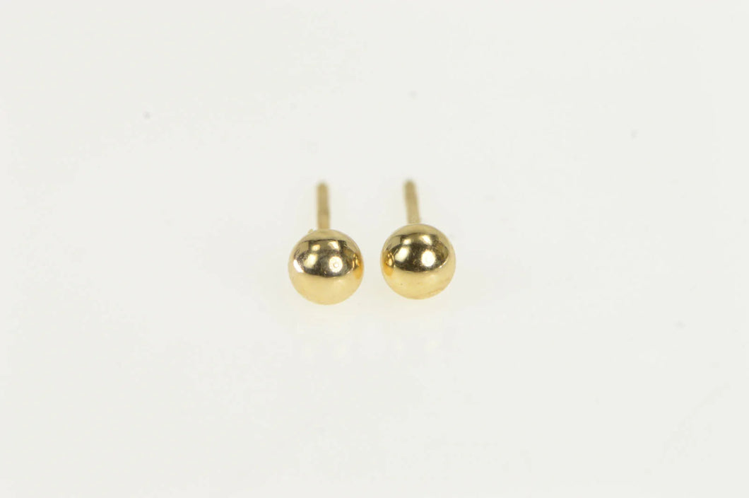 14K 3.9mm Ball Simple Round Sphere Stud Earrings Yellow Gold