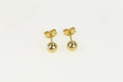 14K 4.1mm Classic Round Ball Sphere Stud Earrings Yellow Gold