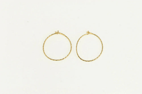 14K Twist Design Simple Retro Wire Hoop Earrings Yellow Gold