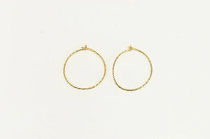 14K Twist Design Simple Retro Wire Hoop Earrings Yellow Gold