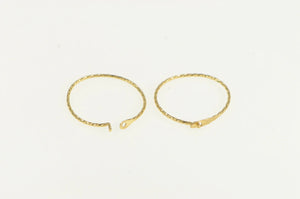 14K Twist Design Simple Retro Wire Hoop Earrings Yellow Gold