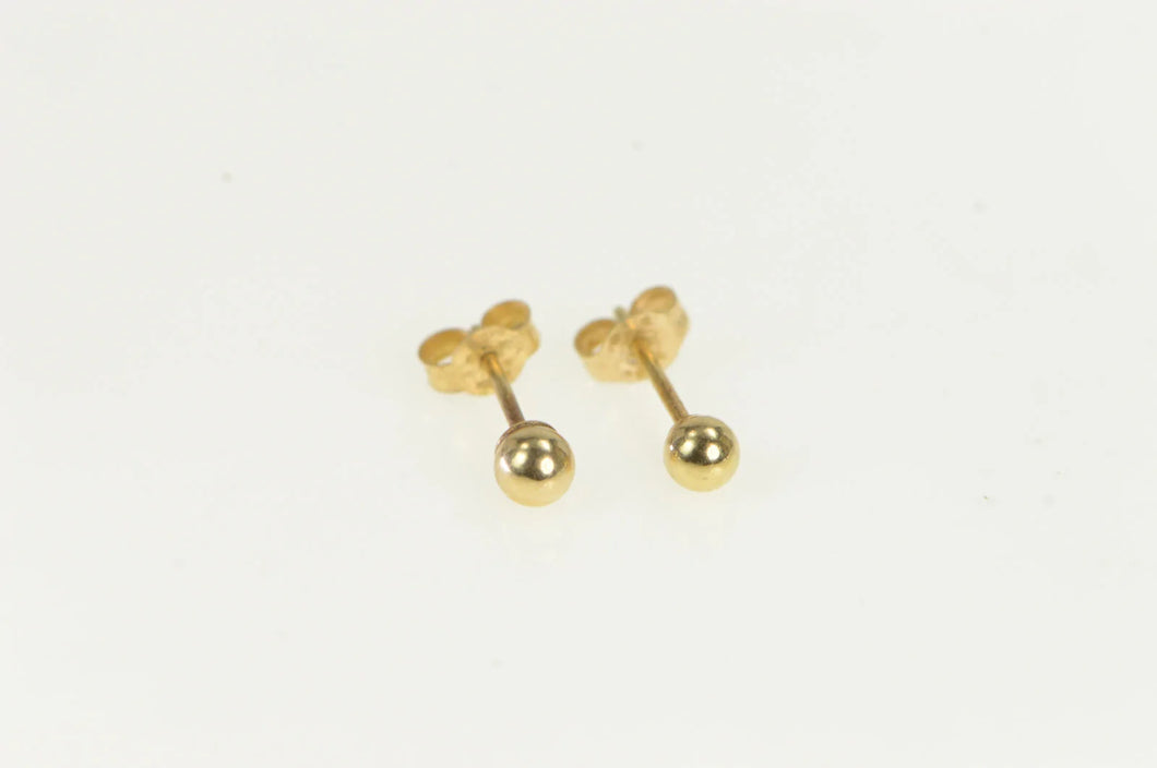14K 3.0mm Ball Classic Round Simple Stud Earrings Yellow Gold