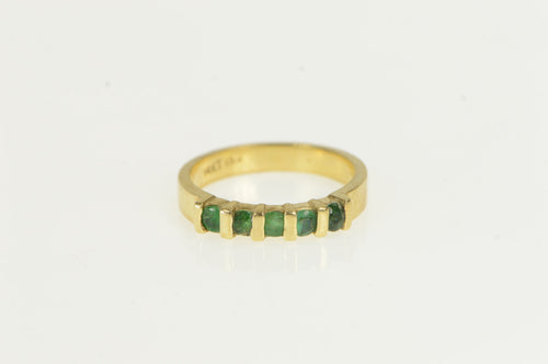 14K Natural Emerald Classic Wedding Band Ring Yellow Gold