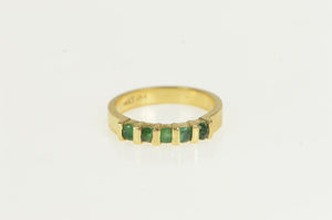 14K Natural Emerald Classic Wedding Band Ring Yellow Gold