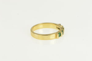 14K Natural Emerald Classic Wedding Band Ring Yellow Gold