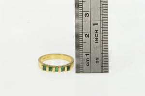 14K Natural Emerald Classic Wedding Band Ring Yellow Gold