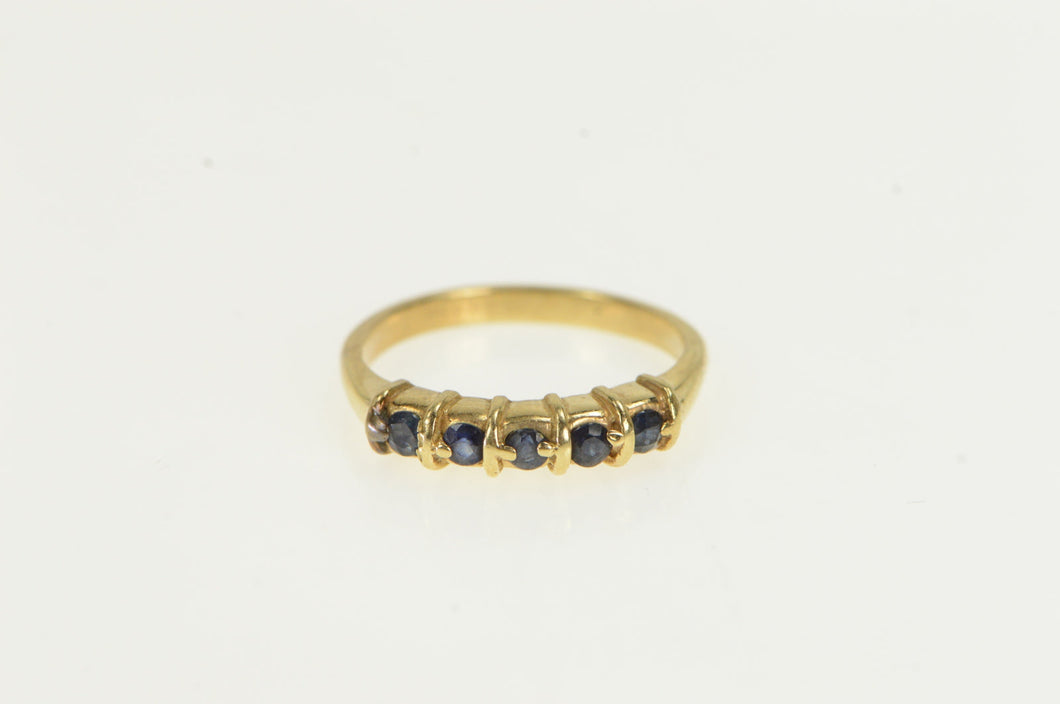14K Natural Sapphire Classic Wedding Band Ring Yellow Gold