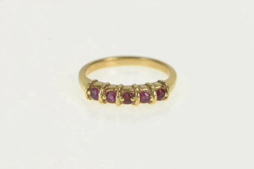 14K Natural Ruby Classic Wedding Band Ring Yellow Gold