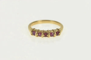 14K Natural Ruby Classic Wedding Band Ring Yellow Gold