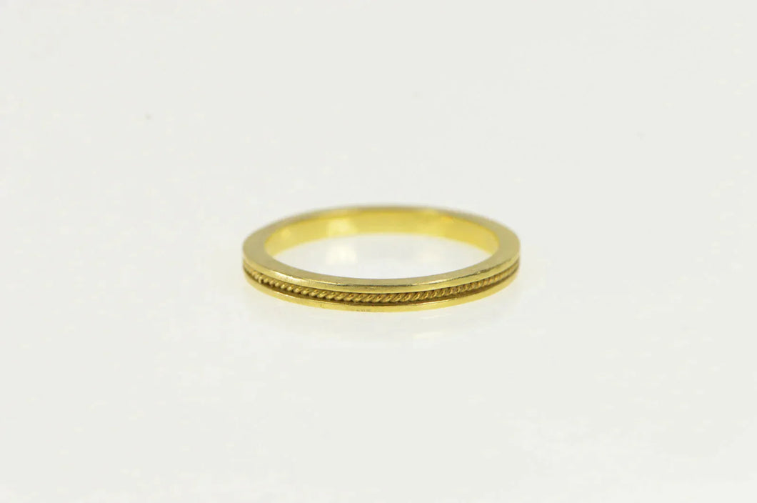 18K 2.0mm Rope Trim Pattern Wedding Band Ring Yellow Gold