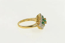 Load image into Gallery viewer, Sterling Silver Squared Sim. Emerald CZ Halo Statement Ring