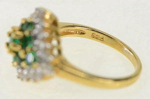 Sterling Silver Squared Sim. Emerald CZ Halo Statement Ring