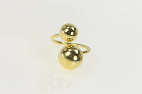 14K Retro Ball Sphere Geometric Statement Bypass Ring Yellow Gold