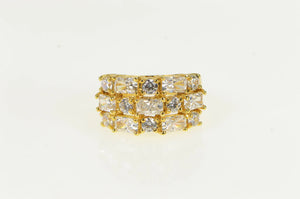 Sterling Silver Tiered Cubic Zirconia Encrusted Statement Band Ring